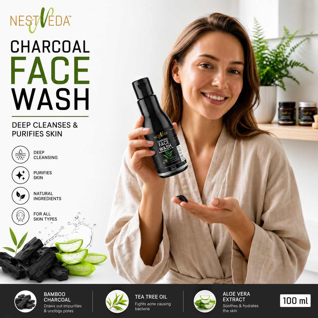 Nestveda Charcoal Face Wash