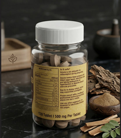 NestVeda 100% Pure Arjuna Chaal Tablets 500 mg | Heart Health & Circulation Support | Ayurvedic Herbal Supplement | 120 Tablets