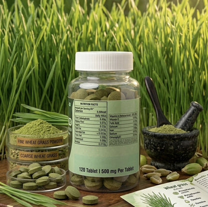 NestVeda 100% Wheat Grass Tablets 500 mg | Cleansing & Detoxification Support | Natural Green Superfood | 120 Tablets
