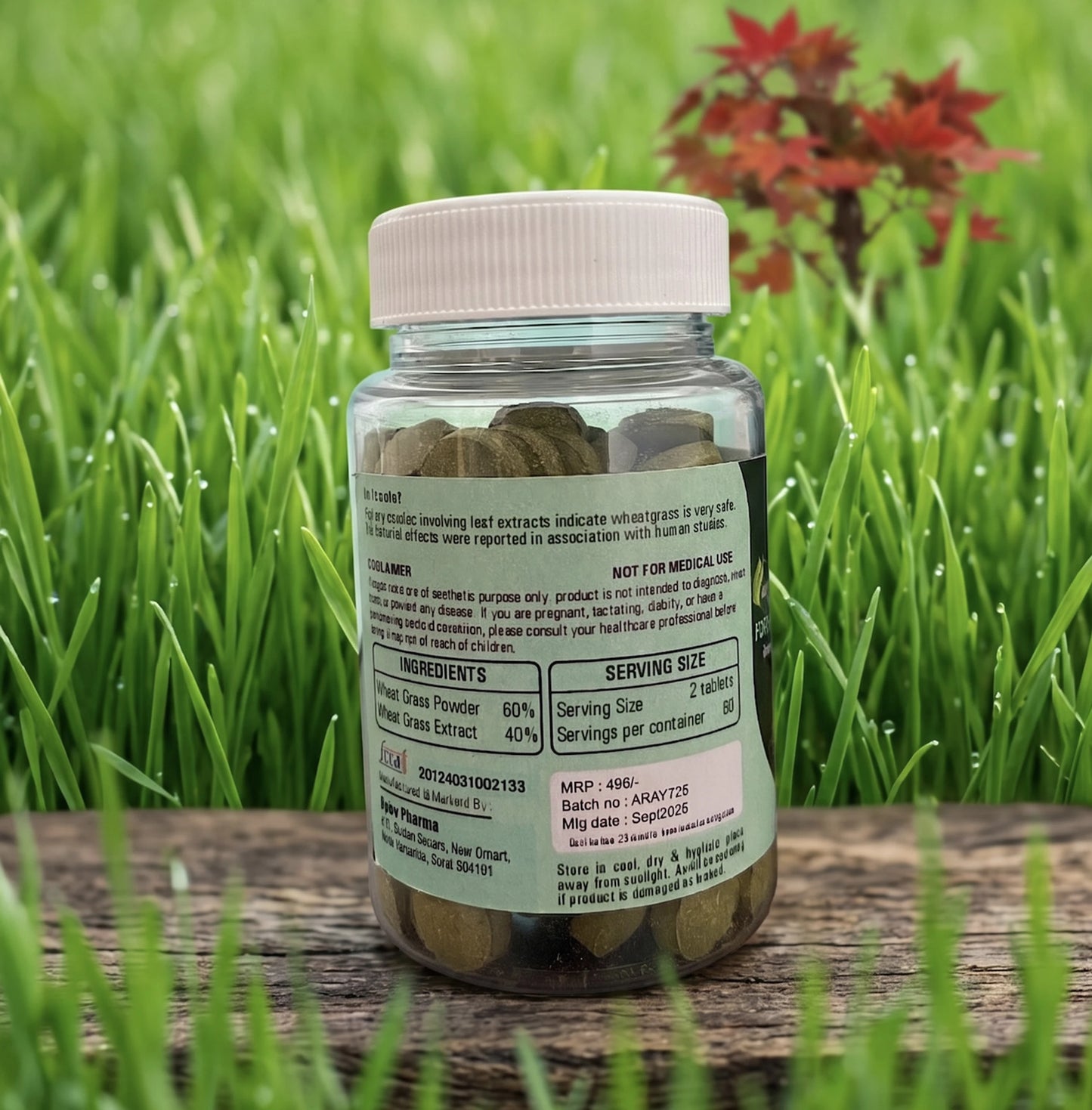 NestVeda 100% Wheat Grass Tablets 500 mg | Cleansing & Detoxification Support | Natural Green Superfood | 120 Tablets