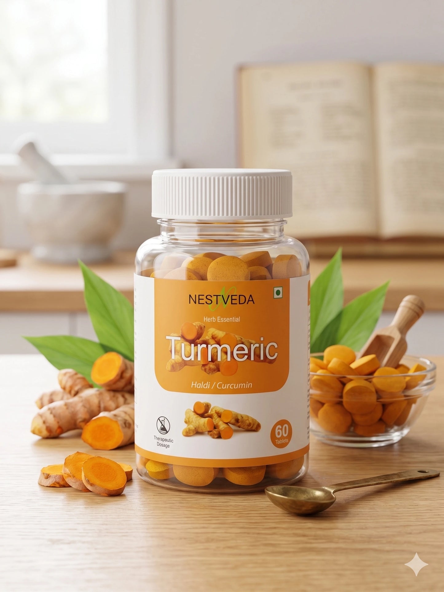 NestVeda Pure Turmeric Extract Tablets 500 mg | Natural Haldi with Curcumin | Daily Wellness Support | 60 Tablets