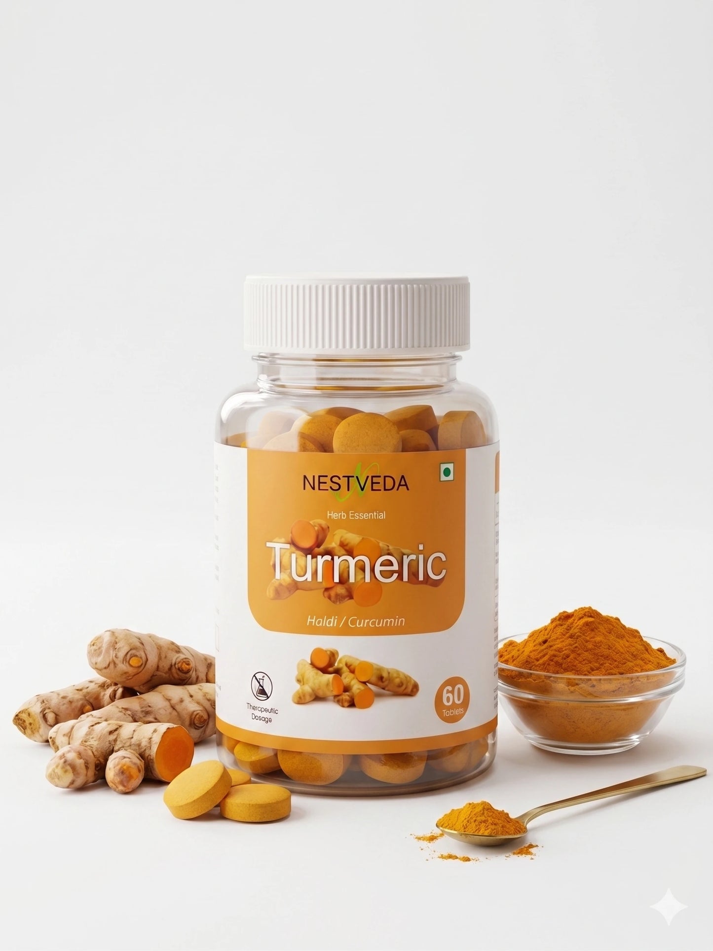 NestVeda Pure Turmeric Extract Tablets 500 mg | Natural Haldi with Curcumin | Daily Wellness Support | 60 Tablets