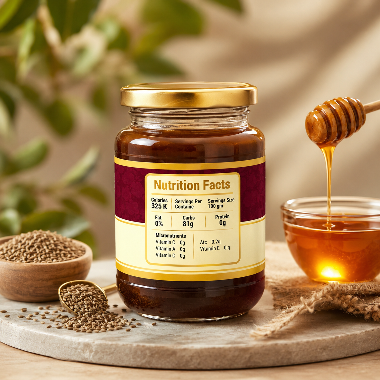 NESTVEDA Ajwain Honey | Raw Natural Honey Infused with Ajwain