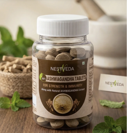 NestVeda 100% Pure Ashwagandha Tablets 500 mg | Stress Relief, Strength & Immunity Support | 120 Tablets