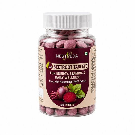 NestVeda 100% Pure Beetroot Tablets 500 mg | Energy, Stamina & Daily Wellness Support | Natural Superfood Supplement | 120 Tablets