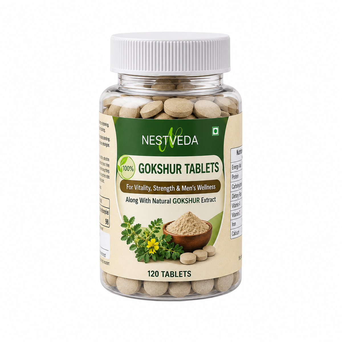 NestVeda 100% Pure Gokshur Tablets 500 mg | Vitality, Stamina & Urinary Wellness Support | Ayurvedic Herbal Supplement | 120 Tablets