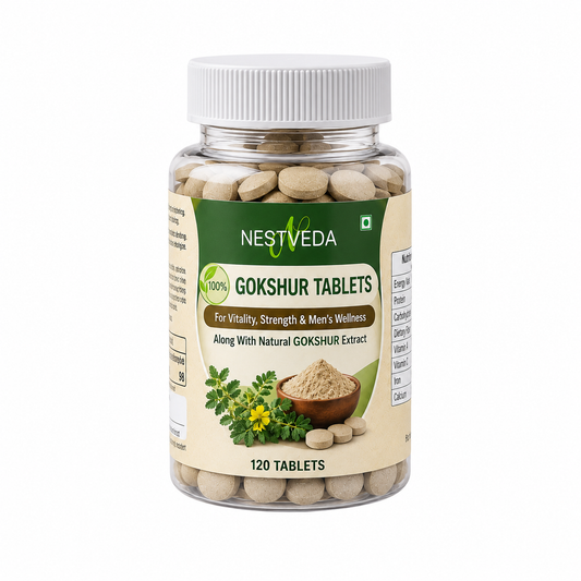 NestVeda 100% Pure Gokshur Tablets 500 mg | Vitality, Stamina & Urinary Wellness Support | Ayurvedic Herbal Supplement | 120 Tablets