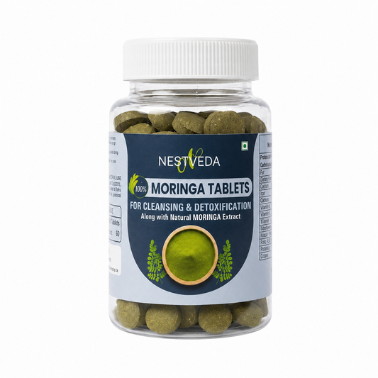 NestVeda 100% Pure Moringa Tablets 500 mg | Cleansing & Detoxification Support | Natural Superfood Supplement | 120 Tablets