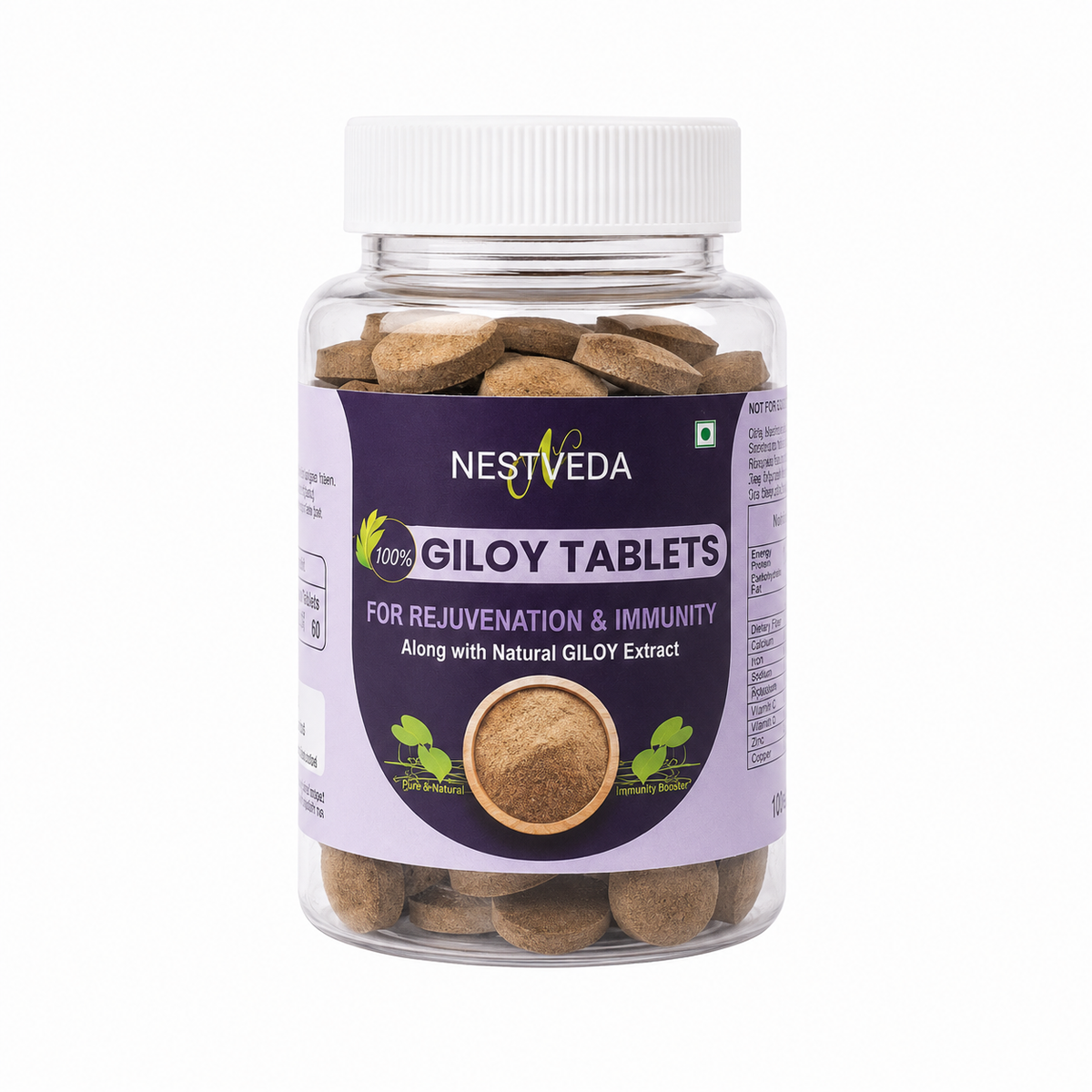 NestVeda 100% Giloy Tablets for Rejuvenation & Immunity | 500 mg | 120 Tablets