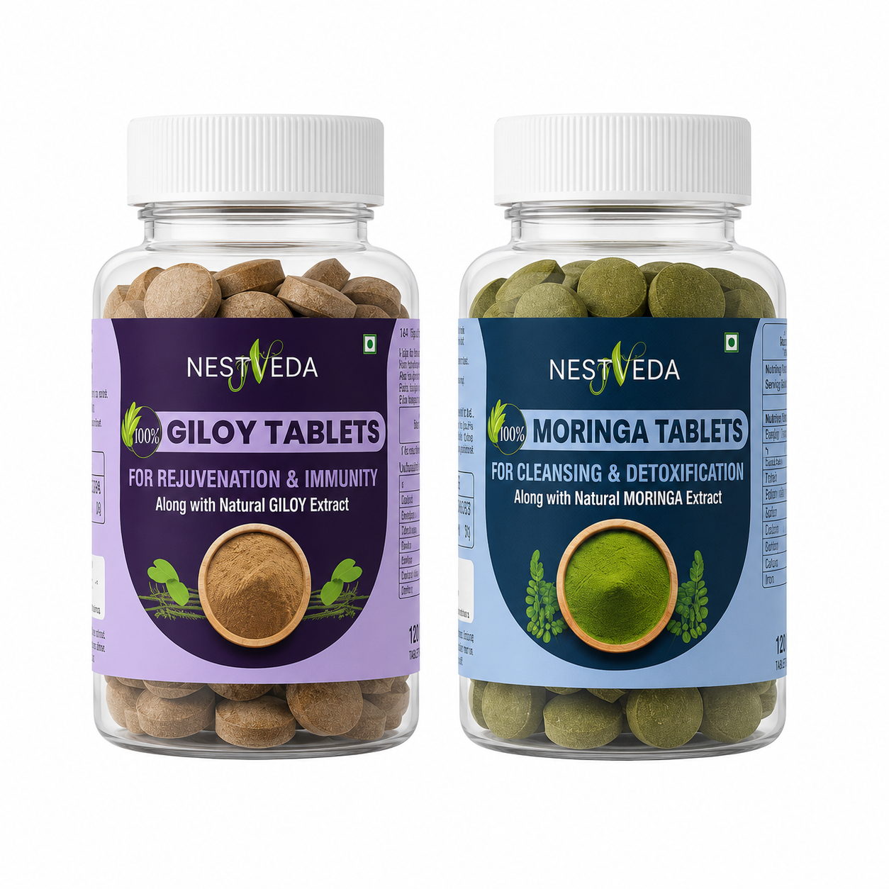 Natural Detox, Energy & Antioxidant Support Herbal Supplement (Giloy Tablet and Moringa Tablet)