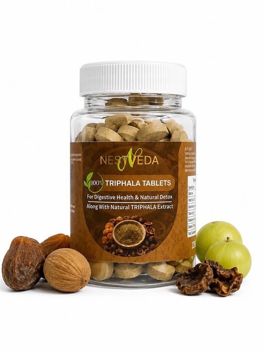 NestVeda 100% Pure Triphala Tablets 500 mg | Digestive Health & Natural Detox Support | Ayurvedic Herbal Supplement | 120 Tablets