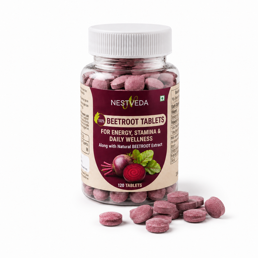 NestVeda 100% Pure Beetroot Tablets 500 mg | Energy, Stamina & Daily Wellness Support | Natural Superfood Supplement | 120 Tablets