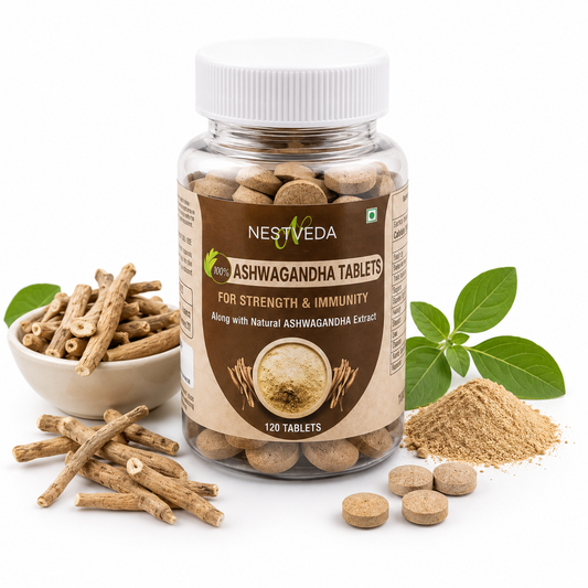 NestVeda 100% Pure Ashwagandha Tablets 500 mg | Stress Relief, Strength & Immunity Support | 120 Tablets