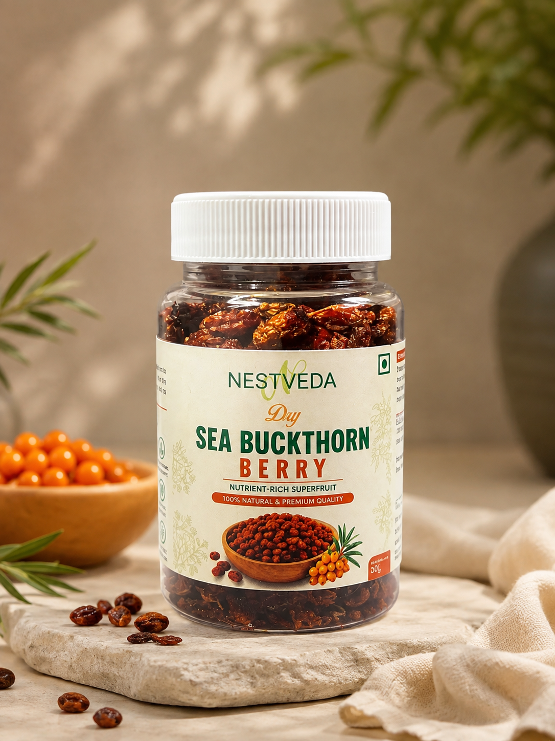 Nestveda Dry Sea Buckthorn Berry | 100% Pure Dry Sea Buckthorn Berry