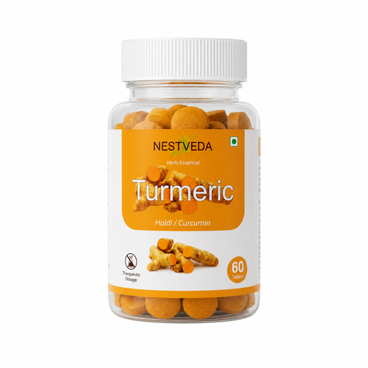 NestVeda Pure Turmeric Extract Tablets 500 mg | Natural Haldi with Curcumin | Daily Wellness Support | 60 Tablets