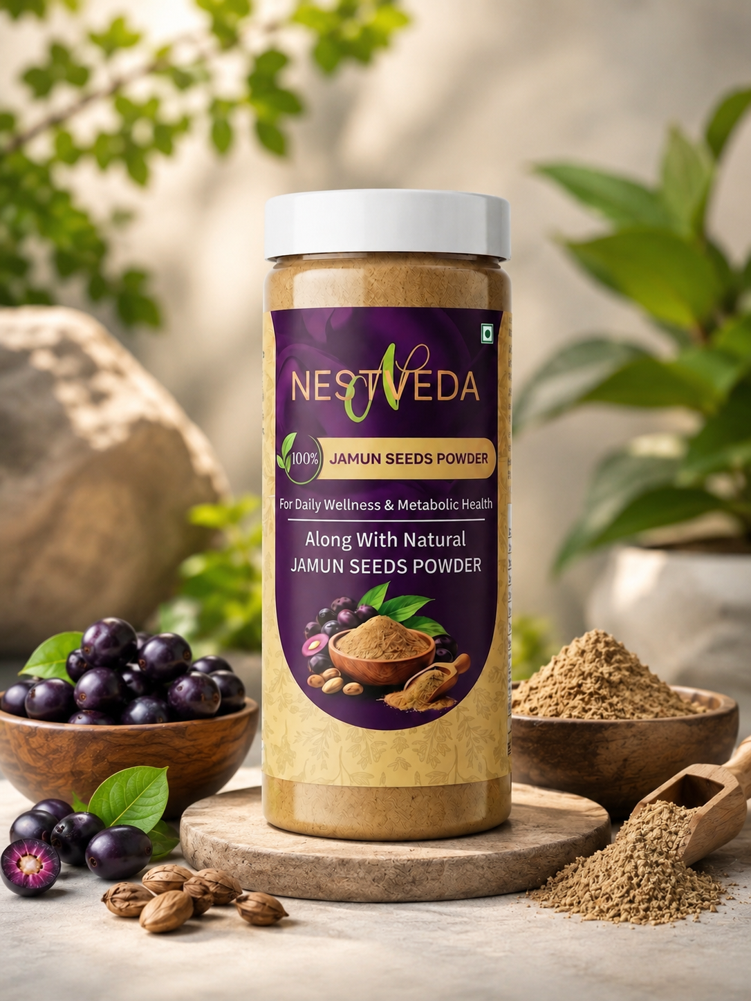 NESTVEDA Jamun Seed Powder | 100% Pure Jamun Seed Powder