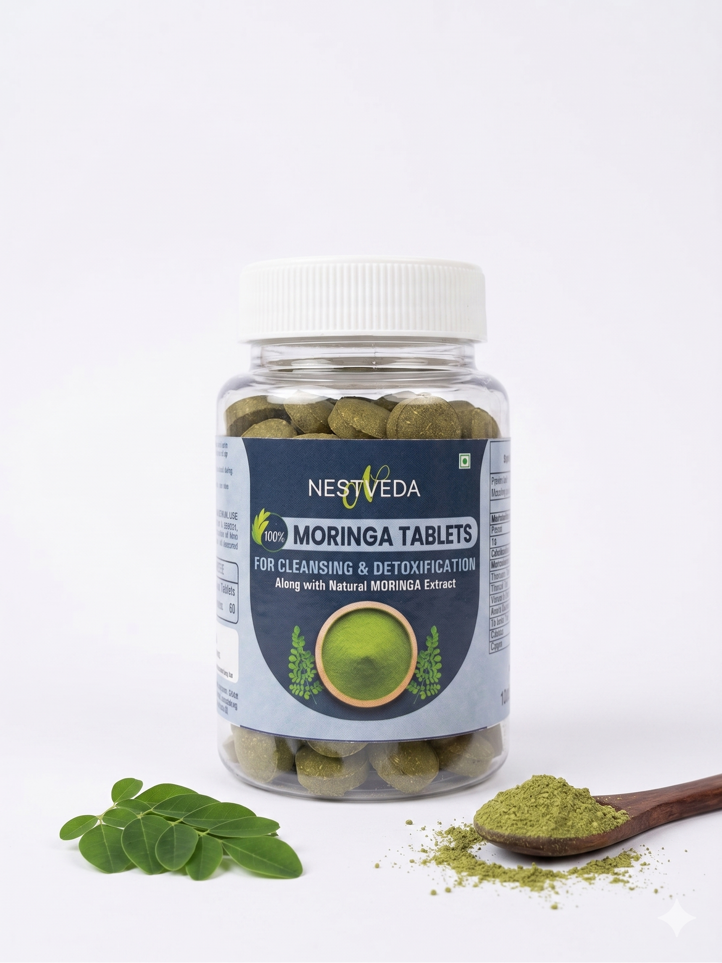 NestVeda 100% Pure Moringa Tablets 500 mg | Cleansing & Detoxification Support | Natural Superfood Supplement | 120 Tablets
