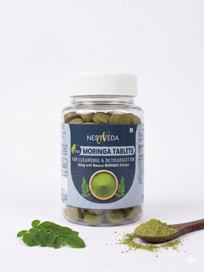 NestVeda 100% Pure Moringa Tablets 500 mg | Cleansing & Detoxification Support | Natural Superfood Supplement | 120 Tablets