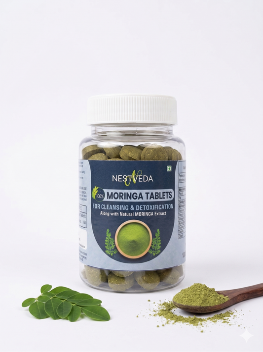 NestVeda 100% Pure Moringa Tablets 500 mg | Cleansing & Detoxification Support | Natural Superfood Supplement | 120 Tablets