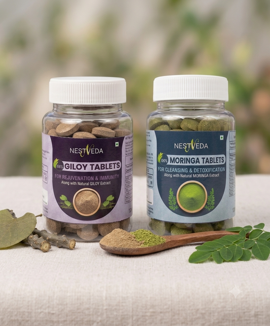 Natural Detox, Energy & Antioxidant Support Herbal Supplement (Giloy Tablet and Moringa Tablet)