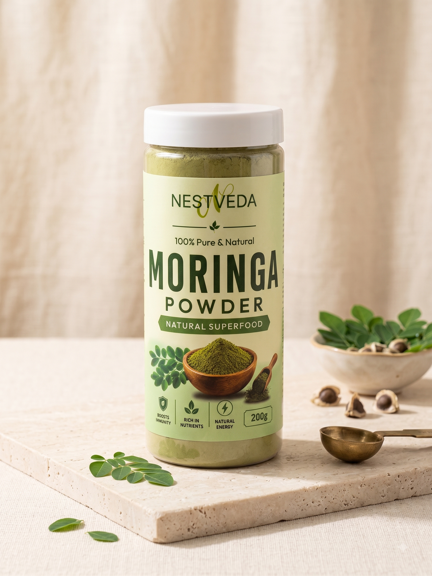 NESTVEDA Moringa Powder | 100% Pure Moringa Powder